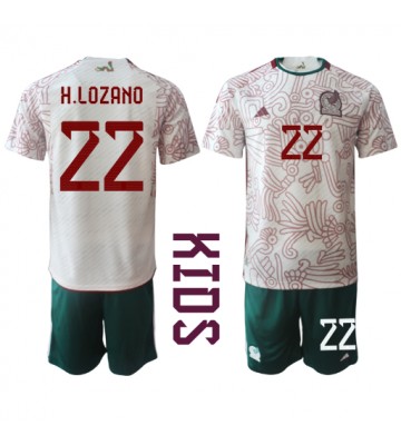 Maillot de foot Mexique Hirving Lozano #22 Extérieur enfant Monde 2022 Manches Courte (+ pantalon court)